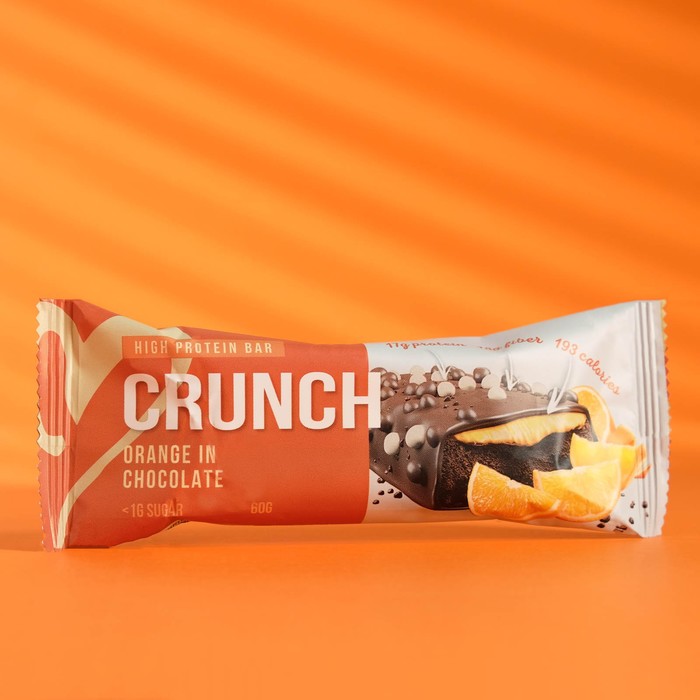 фото Протеиновый батончик crunch bar «шоколад с апельсином» спортивное питание, 60 г booty bar