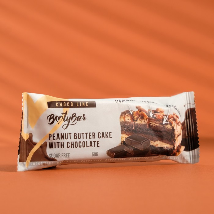 фото Протеиновый батончик choco line «арахисовый торт с шоколадом» спортивное питание, 50 г booty bar