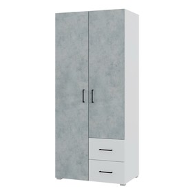 Шкаф Victor, 2 створчатый, с ящиками, цвет белый/бетон