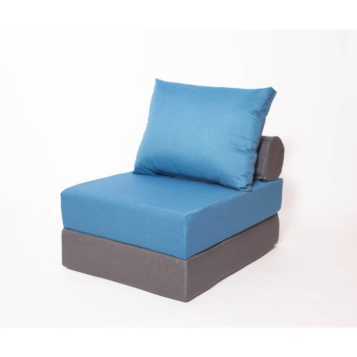фото Бескаркасное кресло-кровать «прайм», размер 75x100x75 см, рогожка, синий/графит wowpuff