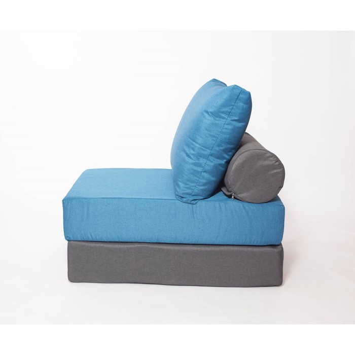 фото Бескаркасное кресло-кровать «прайм», размер 75x100x75 см, рогожка, синий/графит wowpuff