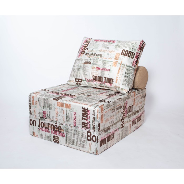 Бескаркасное кресло-кровать «Прайм», размер 75x100x75 см, велюр, газета