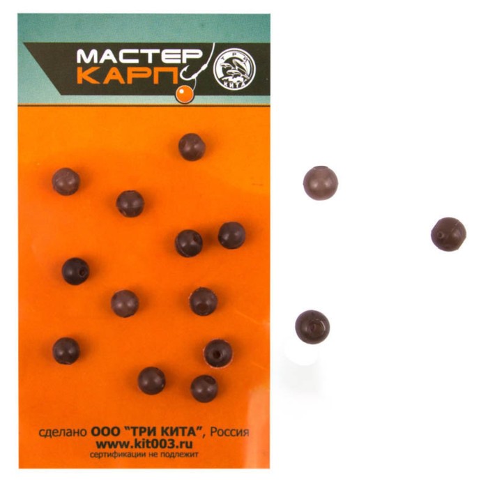 

Бусина, пакет, силикон, d=7 мм, 15 шт, цвет коричневый