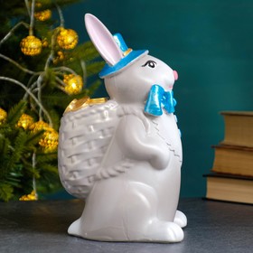 

Копилка "Зайчик с корзиной денег" серый, 24см