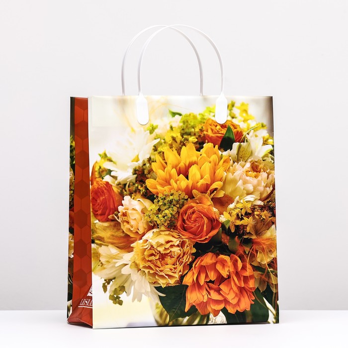Пакет, Цветы, мягкий пластик, 26 x 23 см, 110 мкм