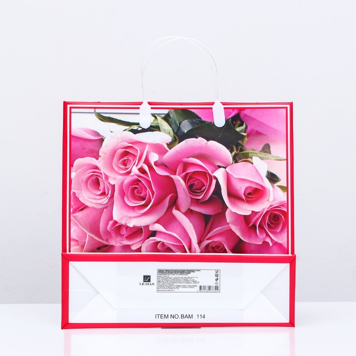 Пакет "Розовые розы", мягкий пластик, 29 x 30 см, 100 мкм