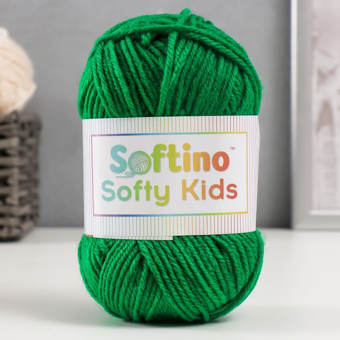 

Пряжа 100% акрил "Softy Kids" 90м ±5м 50 гр цвет 45 зелёный мох