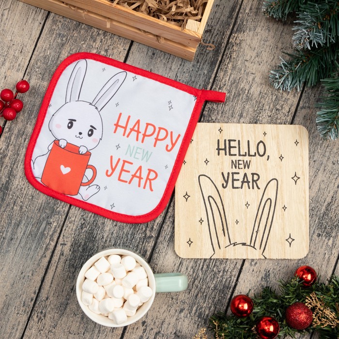 

Набор кухонный Доляна Happy New Year: подставка, прихватка