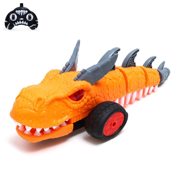 Динозавр радиоуправляемый «Дракон», работает от батареек, цвет оранжевый