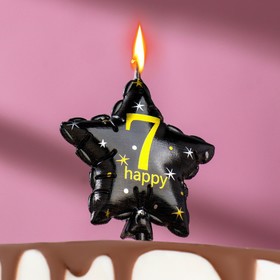 Свеча в торт на шпажке 'Воздушный шарик.Звезда', цифра 7, 11х5 см, черная с золотом Ош