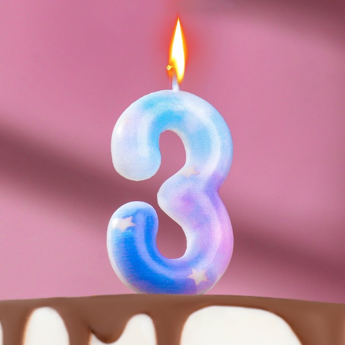 Свеча в торт на шпажке Звездопад, цифра 3, 5,5 см свеча в торт на шпажке звездопад цифра 0 5 5 см 1 шт