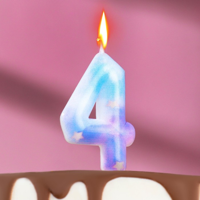 Свеча в торт на шпажке Звездопад, цифра 4, 5,5 см свеча в торт на шпажке звездопад цифра 0 5 5 см 1 шт