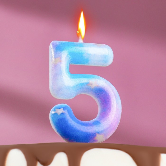 Свеча в торт на шпажке Звездопад, цифра 5, 5,5 см свеча в торт на шпажке галактика цифра 5 5 5 см страна карнавалия