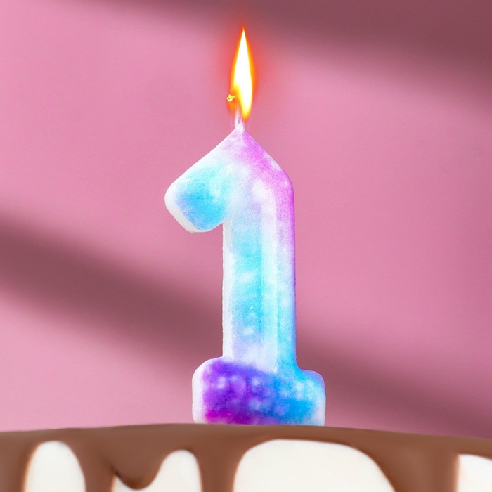 Свеча в торт на шпажке Галактика, цифра 1, 5,5 см свеча в торт на шпажке галактика цифра 6 9 см страна карнавалия