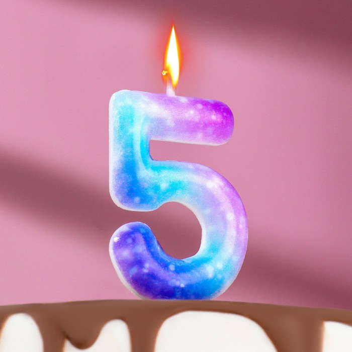 Свеча в торт на шпажке Галактика, цифра 5, 5,5 см свеча в торт на шпажке галактика цифра 6 9 см страна карнавалия