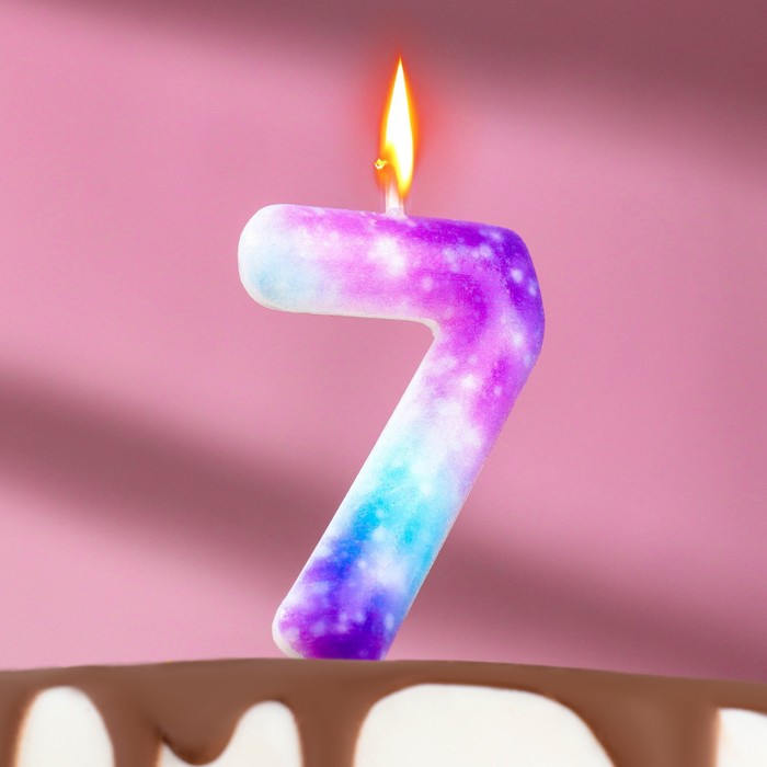 Свеча в торт на шпажке Галактика, цифра 7, 5,5 см свеча в торт на шпажке галактика цифра 6 9 см страна карнавалия