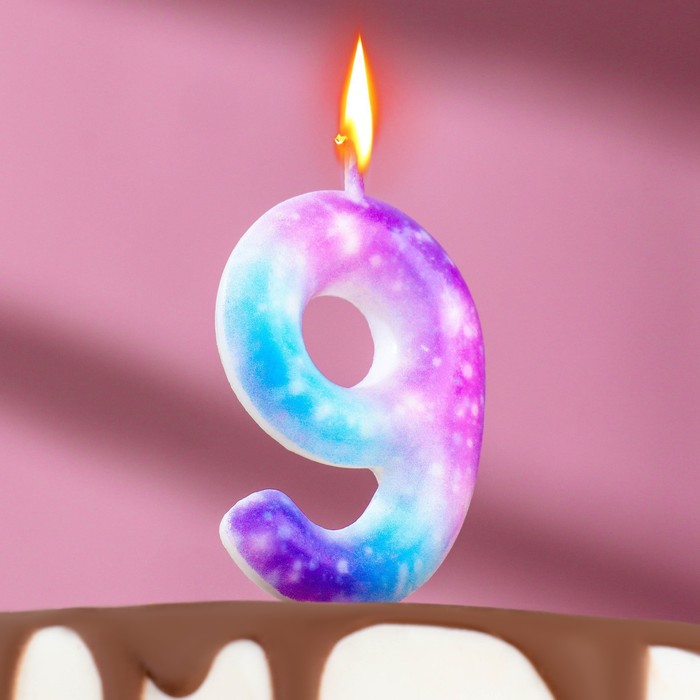 Свеча в торт на шпажке Галактика, цифра 9, 5,5 см свеча в торт на шпажке галактика цифра 6 9 см страна карнавалия