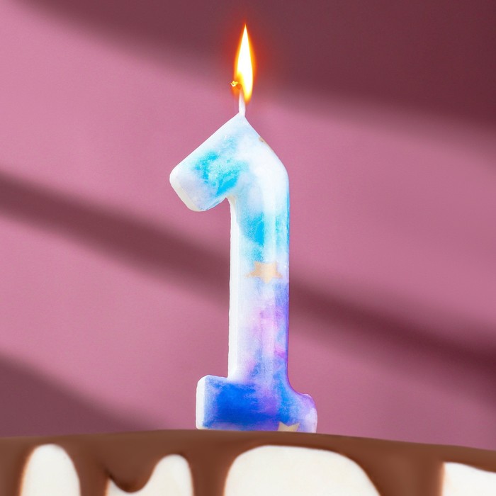 Свеча в торт на шпажке Звездопад, цифра 1, 9 см, ГИГАНТ свеча в торт на шпажке звездопад цифра 0 5 5 см 1 шт