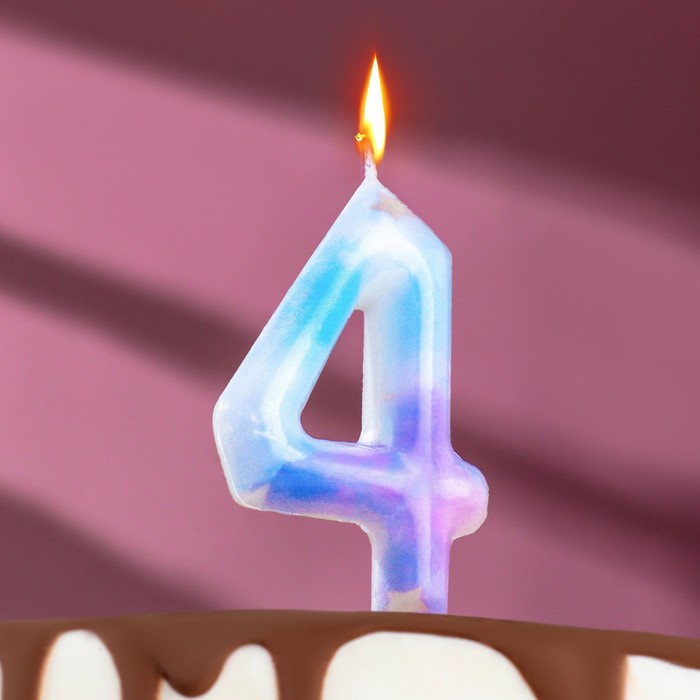 Свеча в торт на шпажке Звездопад, цифра 4, 9 см, ГИГАНТ свеча в торт на шпажке звездопад цифра 4 5 5 см