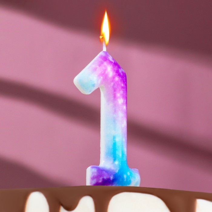 Свеча в торт на шпажке Галактика, цифра 1, 9 см, ГИГАНТ свеча в торт на шпажке галактика цифра 6 9 см страна карнавалия