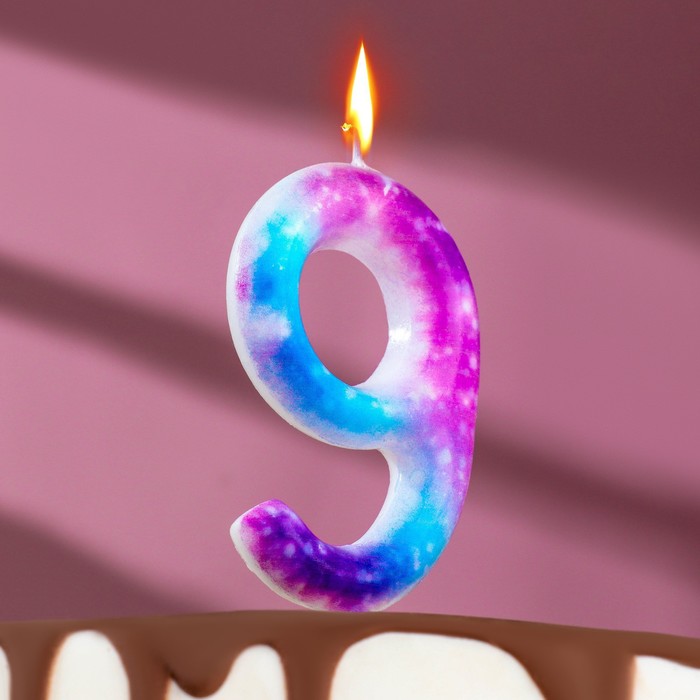 Свеча в торт на шпажке Галактика, цифра 9, 9 см, ГИГАНТ свеча в торт на шпажке галактика цифра 6 9 см страна карнавалия