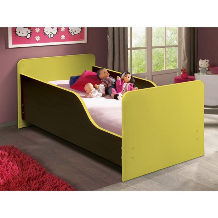 Кровать детская с бортом «Малышка №2», 600 × 1400 мм, цвет венге / жёлтый
