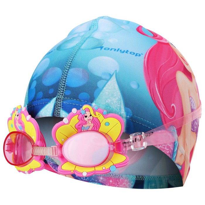 Набор для плавания детский ONLYTOP Swim «Русалка»: очки, шапочка, обхват 46-52 см