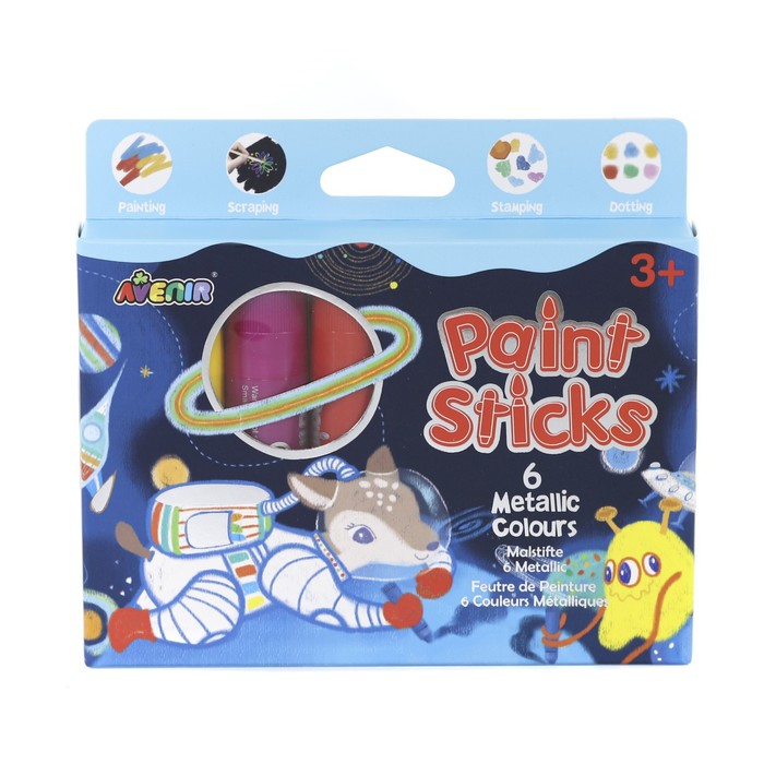 Набор для творчества. Карандаши твёрдые, выкручивающиеся, 6 цветов металлик