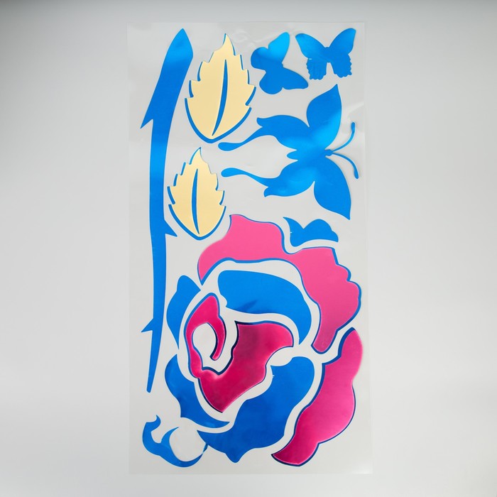 Наклейка интерьерная зеркальная Роза цветная 61х32 см цена и фото