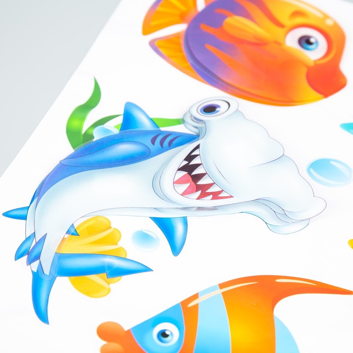 Наклейка пластик интерьерная 3D "Мультяшные рыбки" МИКС 50х32 см