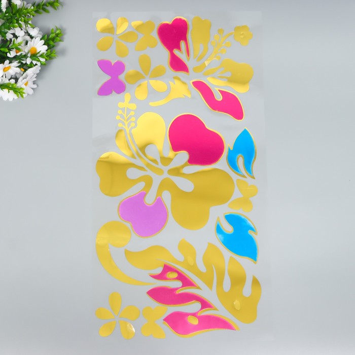 Наклейка интерьерная зеркальная "Сказочный цветок" цветная 61х32 см