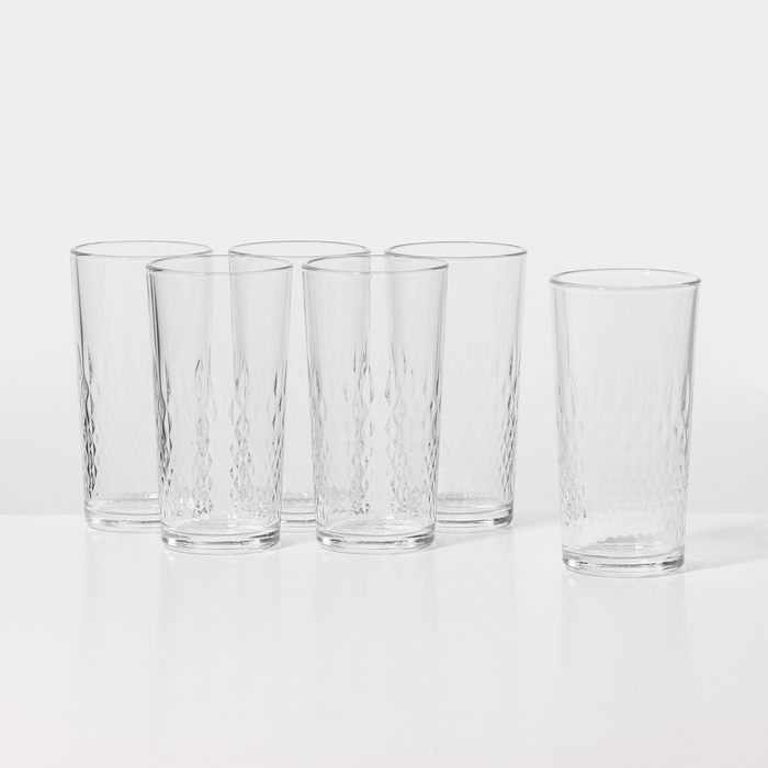 Набор высоких стеклянных стаканов «Геометрия», 230 мл, 6 шт набор высоких стаканов 6 шт алмаз 385 мл