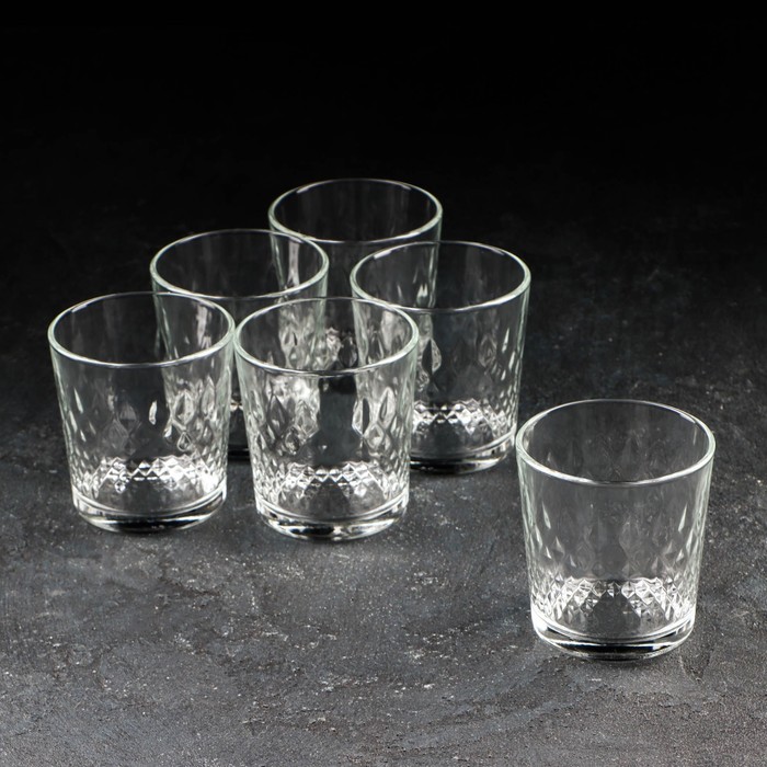 Набор низких стеклянных стаканов «Геометрия», 250 мл, 6 шт набор стаканов низких бабочка 3d 250 мл 6 шт