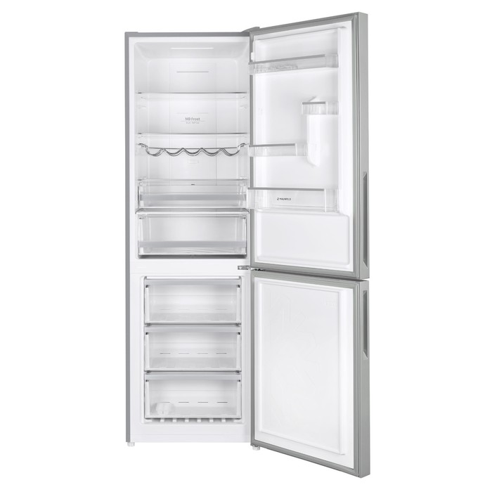 цена Холодильник MAUNFELD MFF185NFS, двухкамерный, класс А+, 340 л, Full No Frost, серебристый