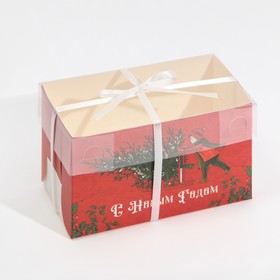 Коробка для капкейка «Новогодняя ретро почта», 16 × 8 × 10 см Ош