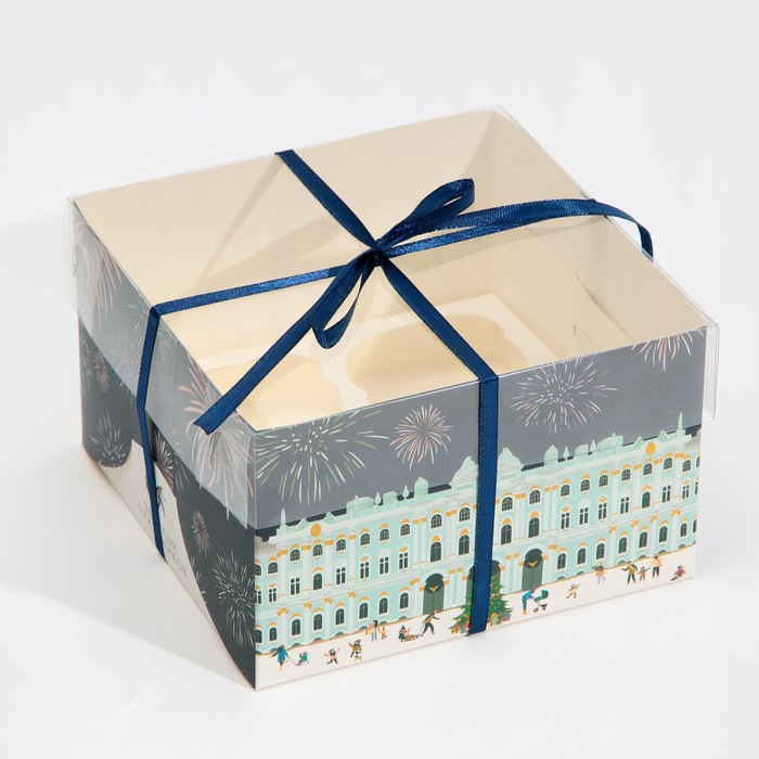 Коробка для капкейка «Новогоднее настроение», 16 × 16 × 10 см коробка на 4 капкейка ja t aime 16 × 16 × 10 см
