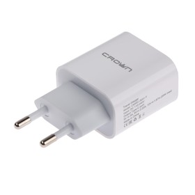 

Сетевое зарядное устройство Crown CMWC-3031F, USB Type-C, 3 А, быстрая зарядка, белое