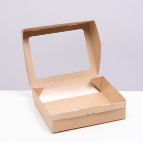 

Упаковка для продуктов с окном, крафтовая, 21 х 15 х 5 см