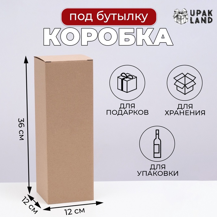 

Коробка под бутылку, бурая, 12 х 12 х 36 см