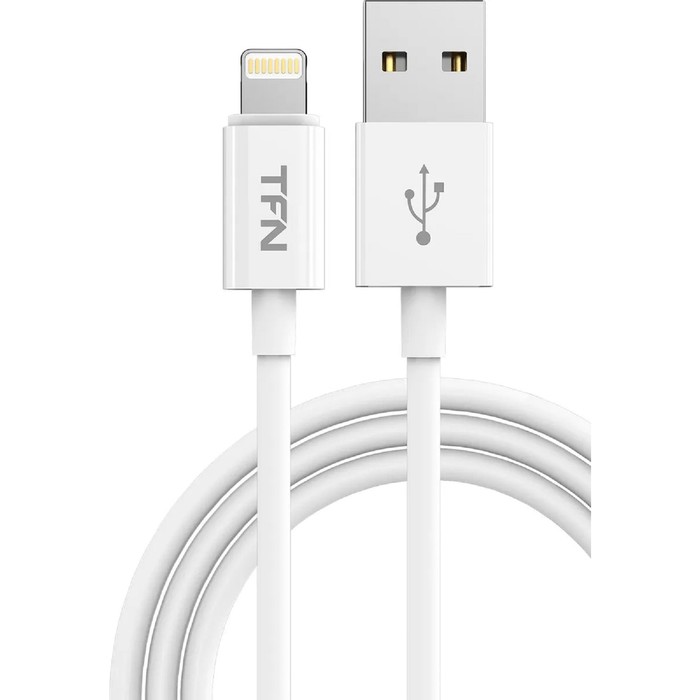 Кабель TFN, Lightning - USB, 2.4 А, 1 м, TPE, белый