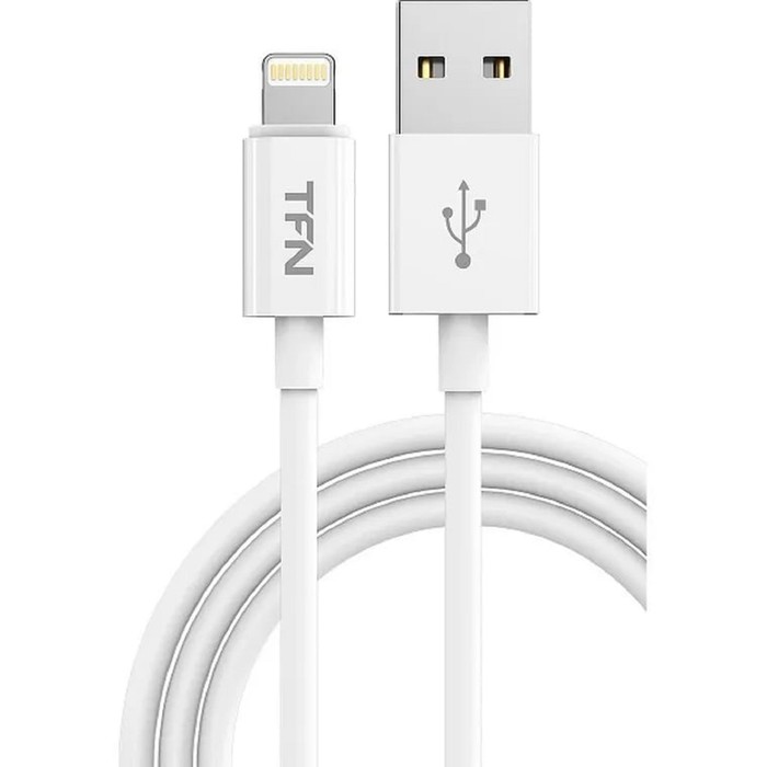 Кабель TFN, Lightning - USB, 2.4 А, 2 м, TPE, белый