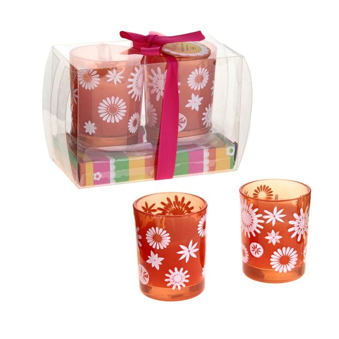 Свечи восковые (набор 2 шт) "Цветочки", цвет оранжевый