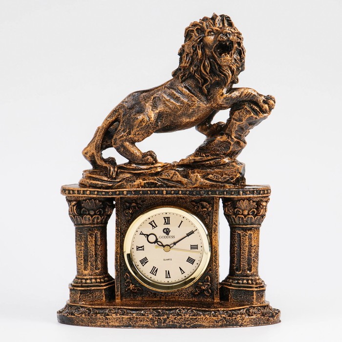 Часы настольные Лев, дискретный ход, d-10 см, 27 х 17 х 26 см