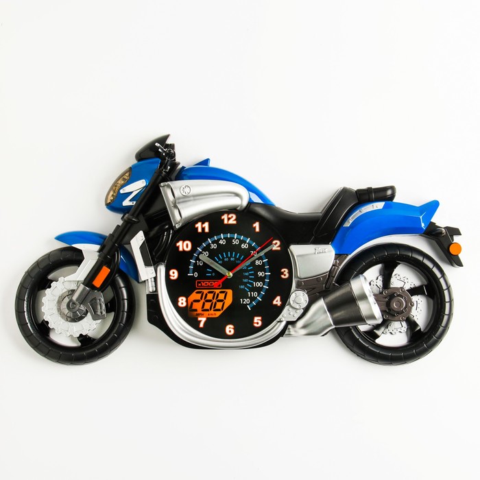 Детские настенные часы Мотоцикл, плавный ход, 57 х 30 см, циферблат 16 см