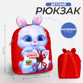 Рюкзак детский плюшевый «Счастливого Нового года» Зайка, 22×17 см Ош
