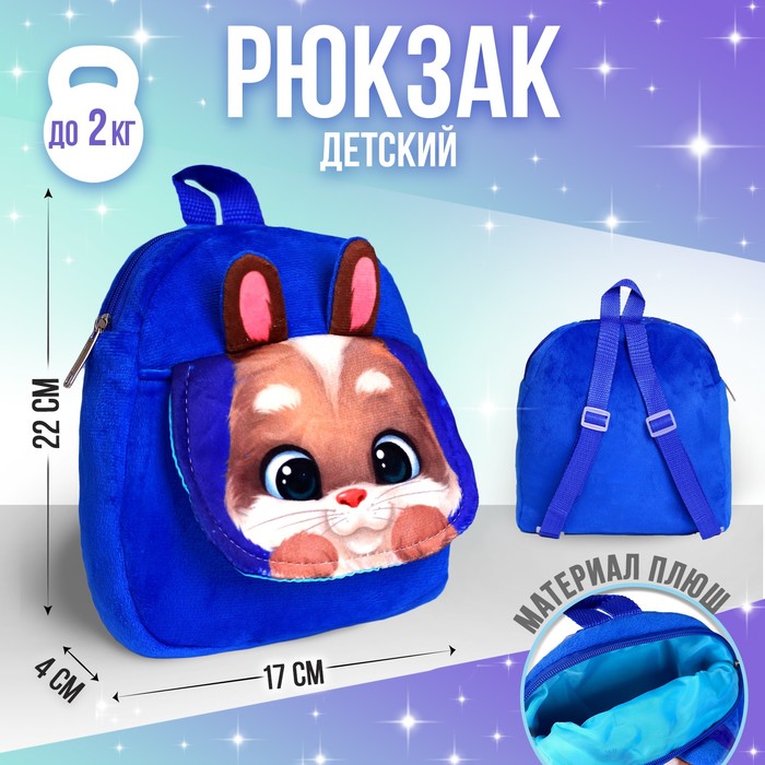 Рюкзак детский плюшевый «Зайчик», 22 х 17 см, с карманом рюкзак детский плюшевый зайка с подарками 22×17 см