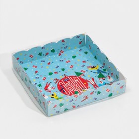 Коробка для кондитерских изделий с PVC крышкой «Новогодний переполох», 15 х 15 х 3 см Ош