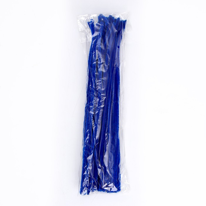 Проволока с ворсом для поделок и декора набор 50 шт., размер 1 шт. 30 × 0,6 см, цвет синий