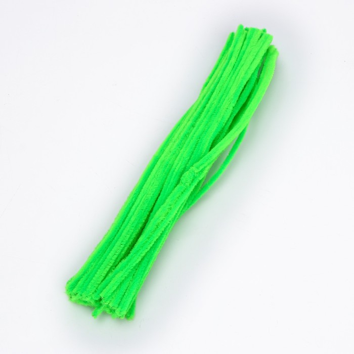Проволока с ворсом для поделок и декора набор 50 шт., размер 1 шт. 30 × 0,6см, цвет зелёный неон