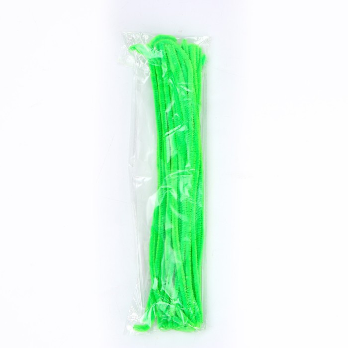 Проволока с ворсом для поделок и декора набор 50 шт., размер 1 шт. 30 × 0,6см, цвет зелёный неон